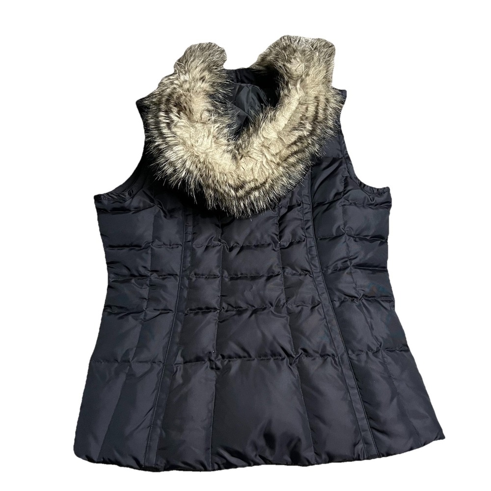 Eddie Bauer Women's Premium‎ Quality Goose Down Puffer Vest With Hood Size Small - Picture 2 of 7